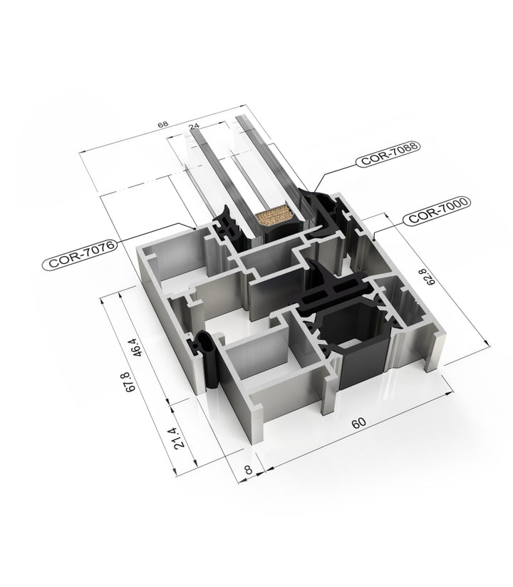 Aluminiumfenster COR 60 mit verdecktem Flügel